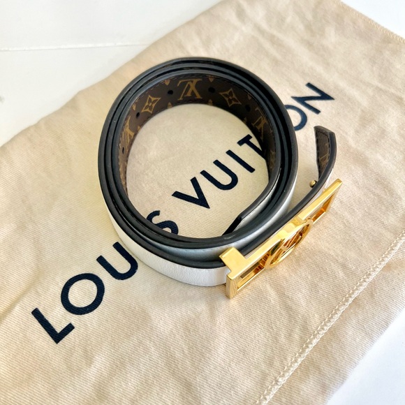 LOUIS VUITTON Monogram Dauphine 25mm Reversible Belt 85 34 White & LV Brown Tan - Picture 12 of 12